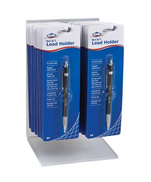 Alvin A135D Ben B/3 Lead Holder Display, Black Color; Contents 24 pieces of B/3; Lead Size 2 mm; Dimensions 6.75